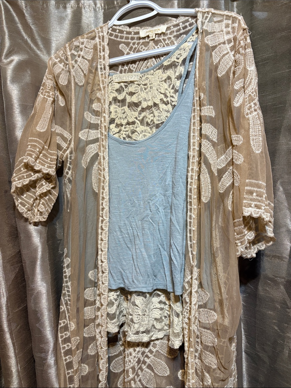 2 piece lace bundle - Lace-Back Tank & lace Boho cover up
